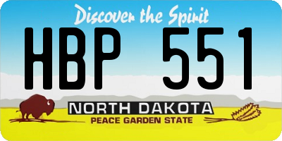 ND license plate HBP551