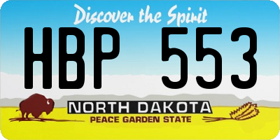 ND license plate HBP553