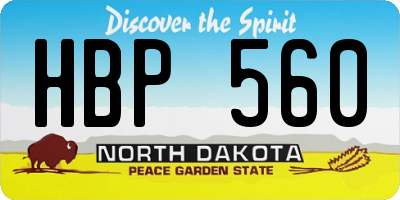 ND license plate HBP560