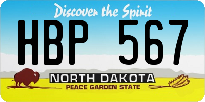 ND license plate HBP567