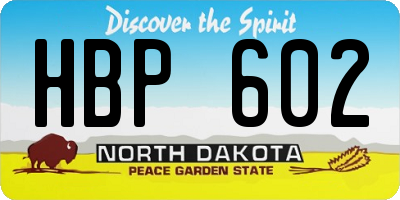 ND license plate HBP602