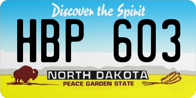 ND license plate HBP603