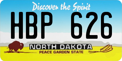 ND license plate HBP626