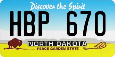 ND license plate HBP670