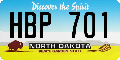 ND license plate HBP701