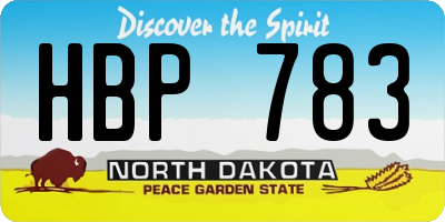 ND license plate HBP783