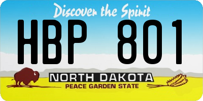 ND license plate HBP801