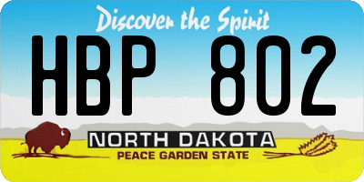 ND license plate HBP802