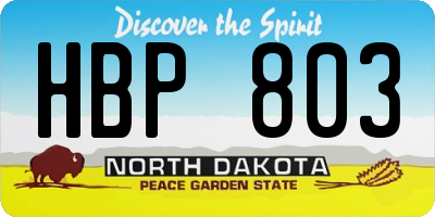 ND license plate HBP803