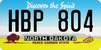 ND license plate HBP804