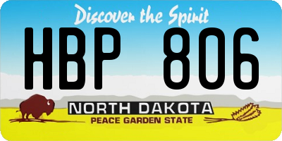 ND license plate HBP806