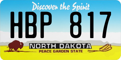 ND license plate HBP817