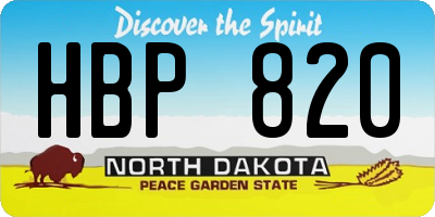 ND license plate HBP820