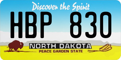 ND license plate HBP830