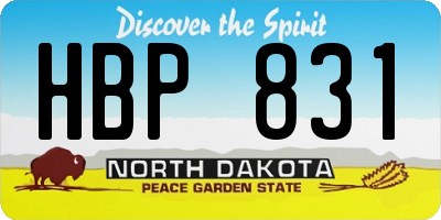 ND license plate HBP831