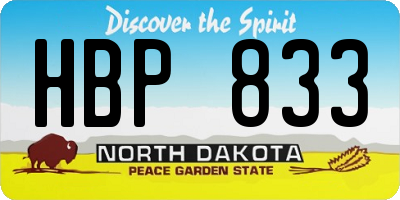 ND license plate HBP833