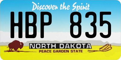 ND license plate HBP835