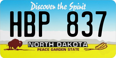 ND license plate HBP837