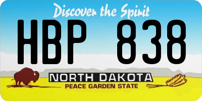 ND license plate HBP838