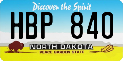 ND license plate HBP840