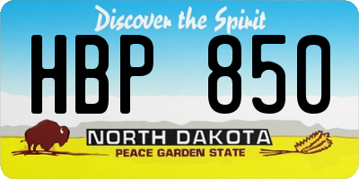 ND license plate HBP850