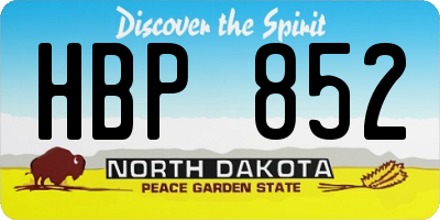 ND license plate HBP852