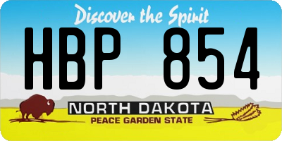 ND license plate HBP854