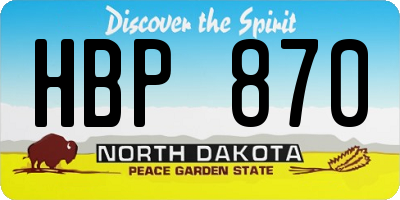 ND license plate HBP870