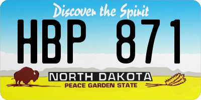 ND license plate HBP871