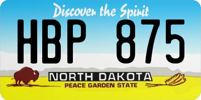 ND license plate HBP875