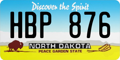 ND license plate HBP876
