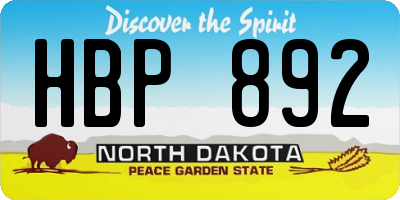 ND license plate HBP892