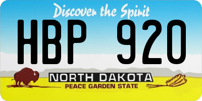 ND license plate HBP920