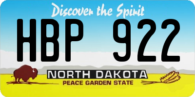 ND license plate HBP922