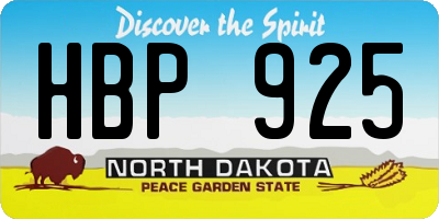 ND license plate HBP925