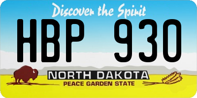 ND license plate HBP930