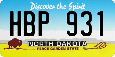 ND license plate HBP931