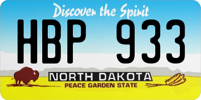 ND license plate HBP933