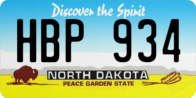 ND license plate HBP934