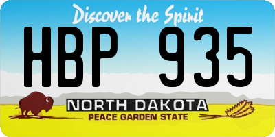 ND license plate HBP935