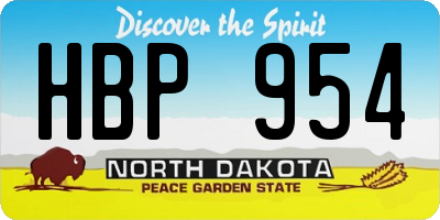 ND license plate HBP954