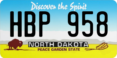 ND license plate HBP958