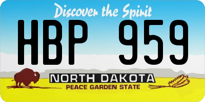 ND license plate HBP959