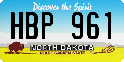 ND license plate HBP961