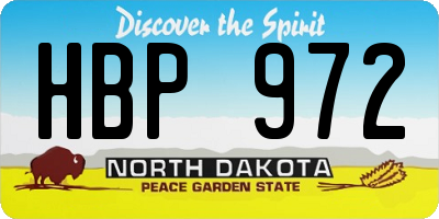 ND license plate HBP972