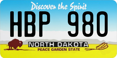 ND license plate HBP980