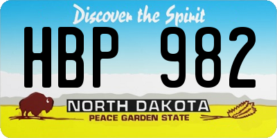 ND license plate HBP982