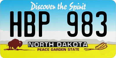 ND license plate HBP983