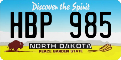 ND license plate HBP985