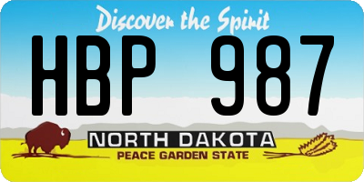 ND license plate HBP987